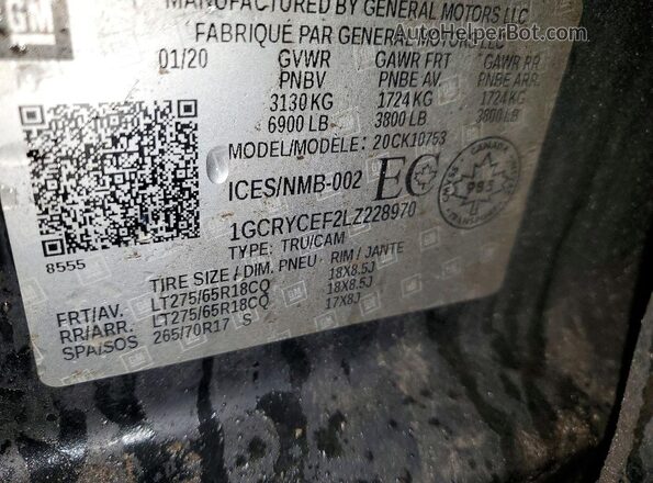 1GCRYCEF2LZ228970 2020 CHEVROLET SILVERADO Black ძრავის განყოფილების ხედი