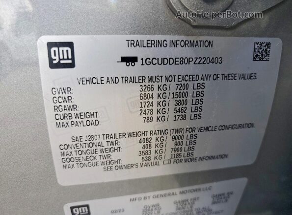 1GCUDDE80PZ220403 2023 CHEVROLET SILVERADO Серый Вид подкапотного пространства