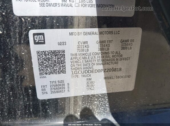 1GCUDDED0PZ209818 2023 CHEVROLET SILVERADO Черный Вид подкапотного пространства