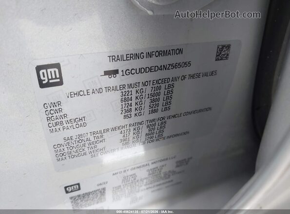 1GCUDDED4NZ565055 2022 CHEVROLET SILVERADO Gray ძრავის განყოფილების ხედი