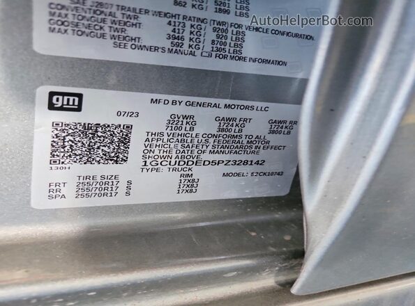 1GCUDDED5PZ328142 2023 CHEVROLET SILVERADO Gray Widok komory silnika