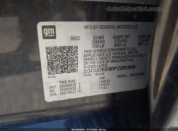 1GCUDEE80PZ281868 2023 CHEVROLET SILVERADO Gray Вид підкапотного простору