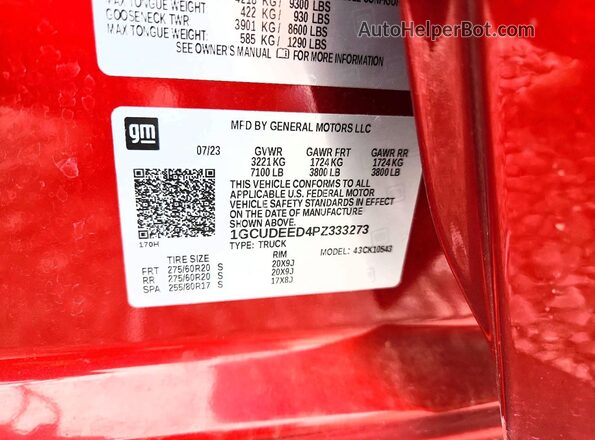1GCUDEED4PZ333273 2023 CHEVROLET SILVERADO Burgundy ძრავის განყოფილების ხედი