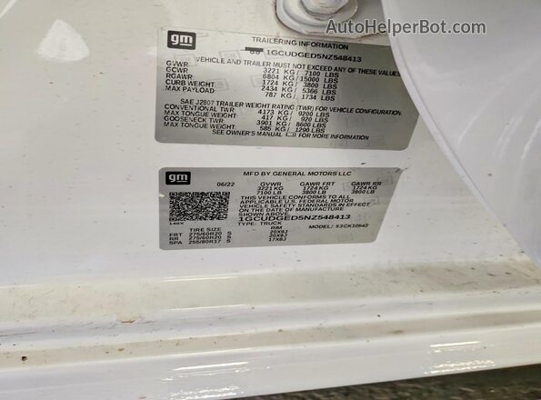 1GCUDGED5NZ548413 2022 CHEVROLET SILVERADO White Вид наклейки з VIN-кодом