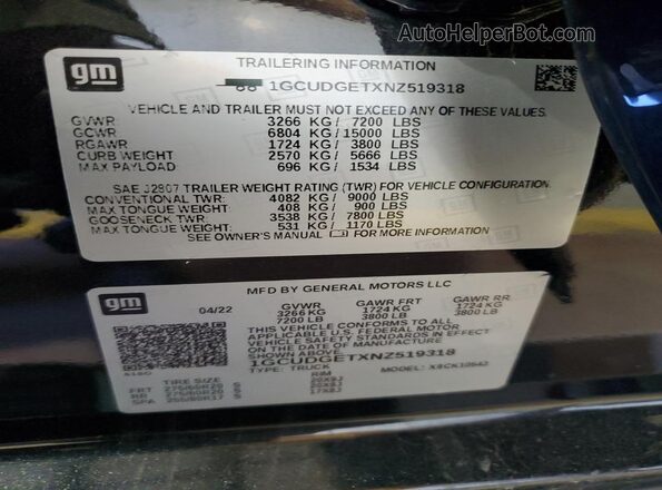 1GCUDGETXNZ519318 2022 CHEVROLET SILVERADO Charcoal Engine compartment view