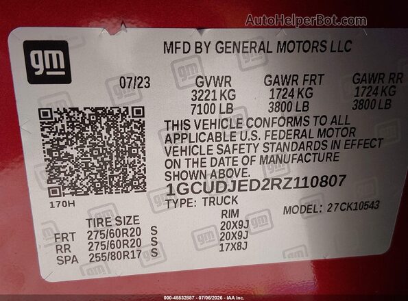 1GCUDJED2RZ110807 2024 CHEVROLET SILVERADO Red Vista del compartimento del motor
