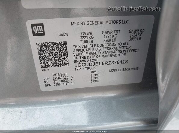 1GCUDJEL6RZ376418 2024 CHEVROLET SILVERADO Серебряный Вид подкапотного пространства