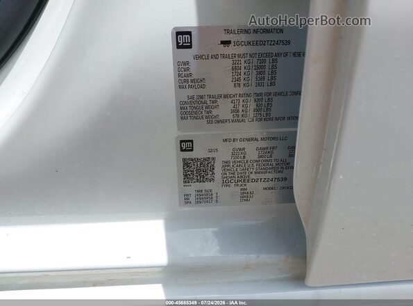 1GCUKEED2TZ247539 2026 CHEVROLET SILVERADO White Вид підкапотного простору