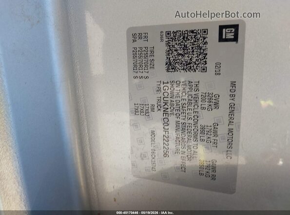 1GCUKNEC0JF222256 2018 CHEVROLET SILVERADO Gray Շարժիչի բաժամունքի տեսք
