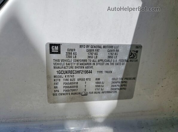 1GCUKREC3HF219644 2017 CHEVROLET SILVERADO Two Tone Շարժիչի բաժամունքի տեսք