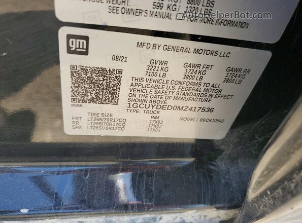 1GCUYDED0MZ417536 2021 CHEVROLET SILVERADO Black ძრავის განყოფილების ხედი