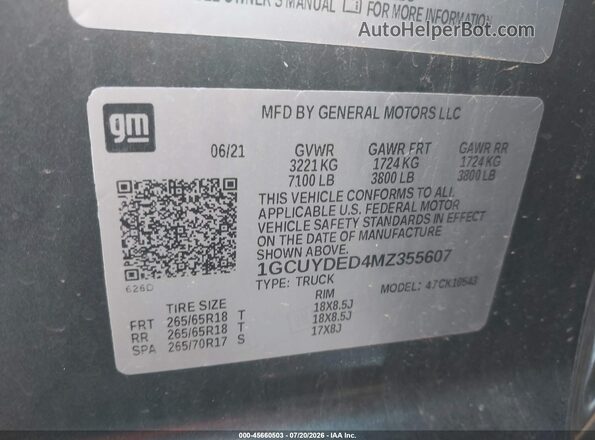 1GCUYDED4MZ355607 2021 CHEVROLET SILVERADO Blue ძრავის განყოფილების ხედი