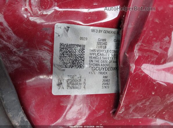 1GCUYDEDXKZ339070 2019 CHEVROLET SILVERADO Красный Вид подкапотного пространства