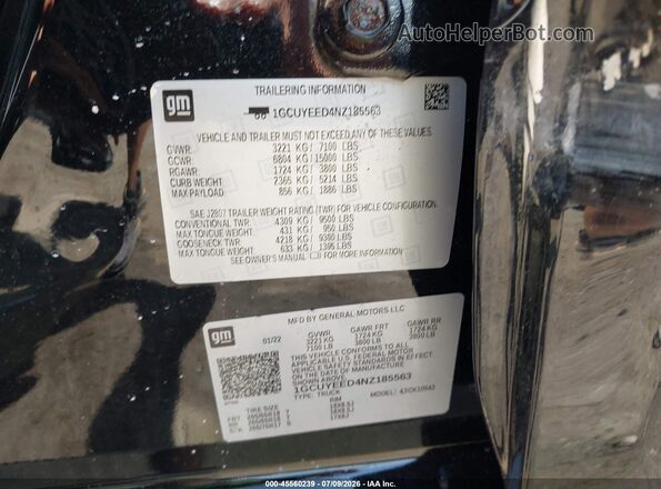 1GCUYEED4NZ185563 2022 CHEVROLET SILVERADO Black Вид підкапотного простору