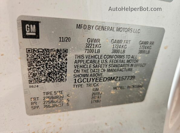 1GCUYEED9MZ157739 2021 CHEVROLET SILVERADO White Engine compartment view