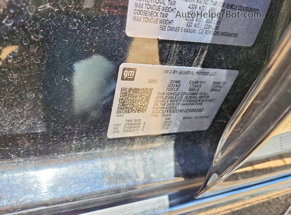 1GCUYEEDXNZ100192 2022 CHEVROLET SILVERADO Black Vista del compartimento del motor