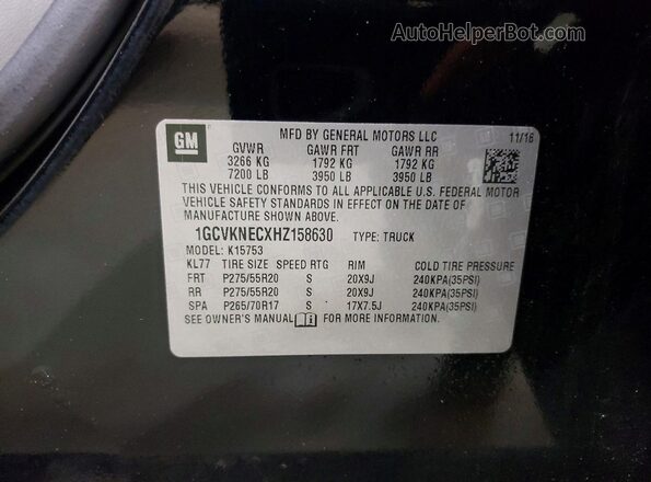 1GCVKNECXHZ158630 2017 CHEVROLET SILVERADO Black Widok komory silnika