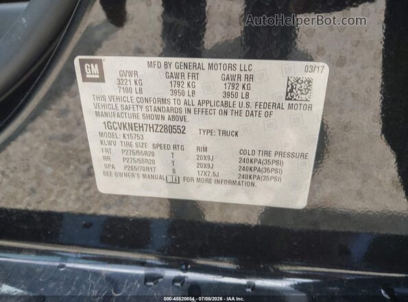 1GCVKNEH7HZ280552 2017 CHEVROLET SILVERADO Black Вид підкапотного простору