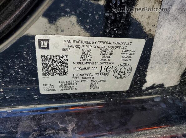 1GCVKPEC1JZ377400 2018 CHEVROLET SILVERADO Черный Вид подкапотного пространства