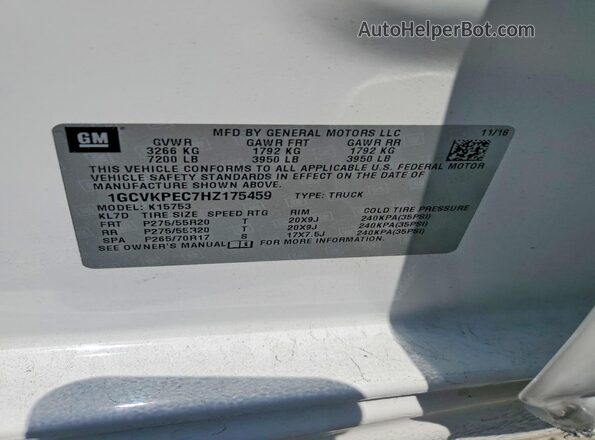 1GCVKPEC7HZ175459 2017 CHEVROLET SILVERADO White Engine compartment view