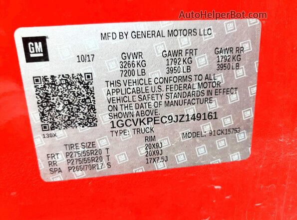 1GCVKPEC9JZ149161 2018 CHEVROLET SILVERADO Red Widok komory silnika