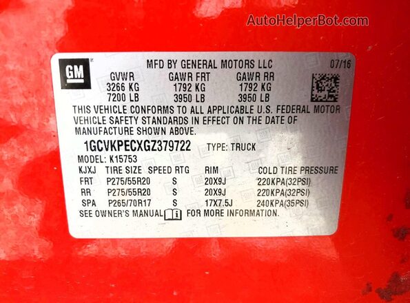1GCVKPECXGZ379722 2016 CHEVROLET SILVERADO Red Engine compartment view