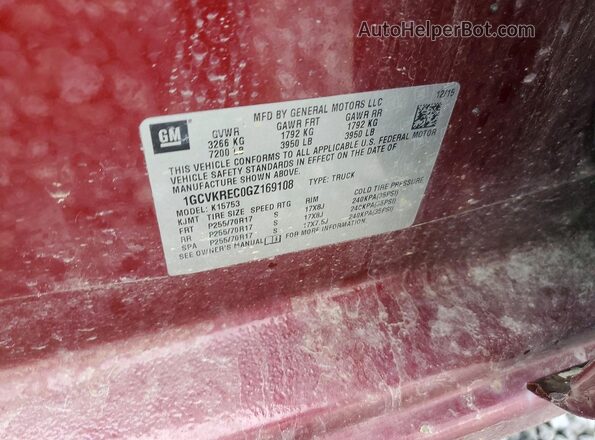 1GCVKREC0GZ169108 2016 CHEVROLET SILVERADO Burgundy VIN sticker view