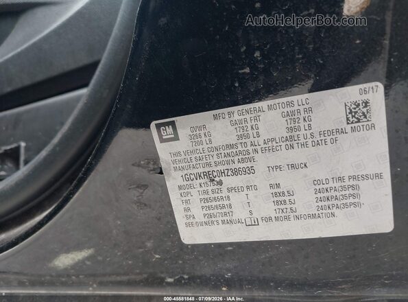 1GCVKREC0HZ386935 2017 CHEVROLET SILVERADO Black Вид підкапотного простору