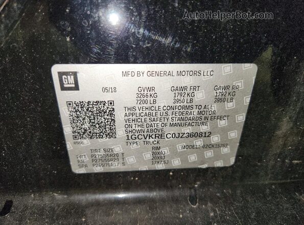 1GCVKREC0JZ360812 2018 CHEVROLET SILVERADO Black Շարժիչի բաժամունքի տեսք
