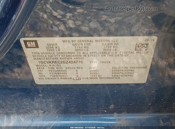 1GCVKREC2GZ424776 2016 CHEVROLET SILVERADO Blue Widok komory silnika