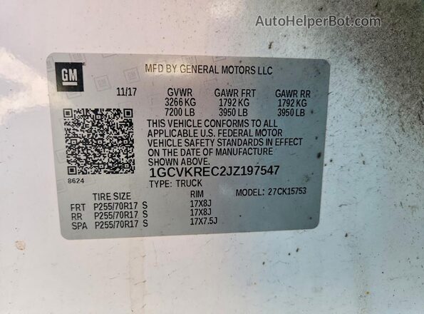 1GCVKREC2JZ197547 2018 CHEVROLET SILVERADO Белый Вид подкапотного пространства