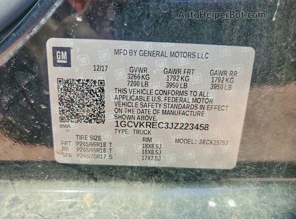 1GCVKREC3JZ223458 2018 CHEVROLET SILVERADO Черный Вид подкапотного пространства