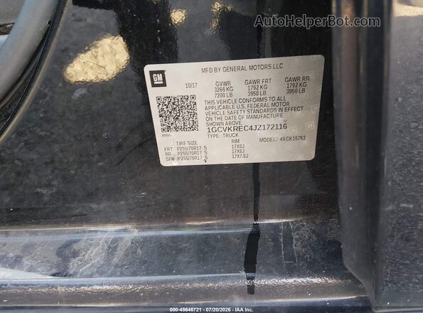 1GCVKREC4JZ172116 2018 CHEVROLET SILVERADO Black Vista del compartimento del motor