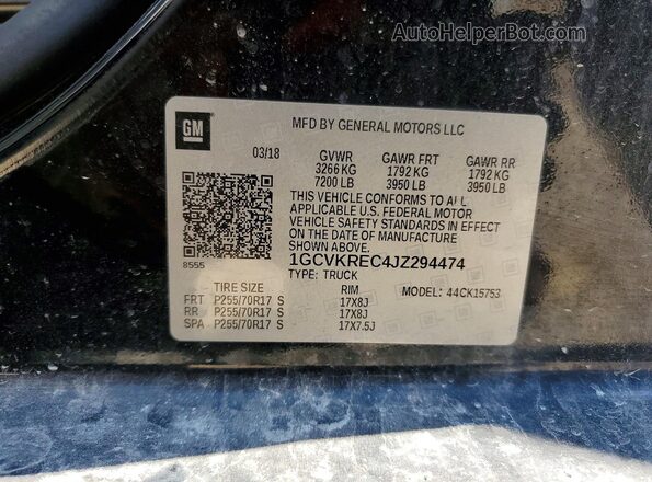1GCVKREC4JZ294474 2018 CHEVROLET SILVERADO Black ძრავის განყოფილების ხედი