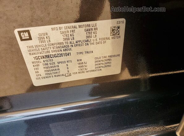 1GCVKREC5GZ261041 2016 CHEVROLET SILVERADO Black Engine compartment view