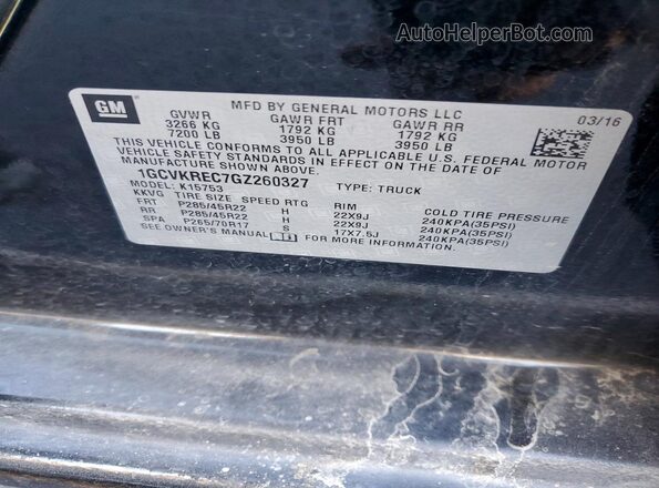 1GCVKREC7GZ260327 2016 CHEVROLET SILVERADO Black Vista del compartimento del motor