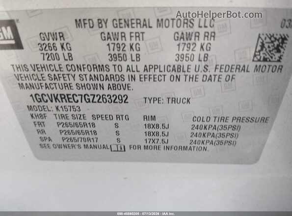 1GCVKREC7GZ263292 2016 CHEVROLET SILVERADO Silver Շարժիչի բաժամունքի տեսք