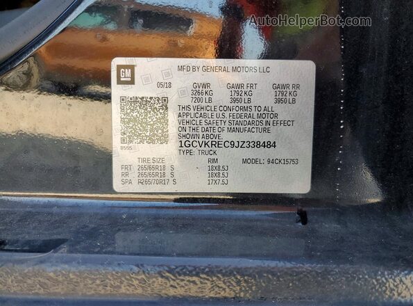 1GCVKREC9JZ338484 2018 CHEVROLET SILVERADO Black Вид наклейки з VIN-кодом