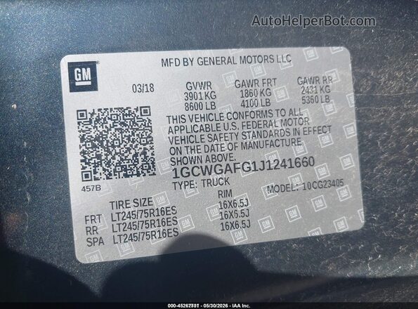 1GCWGAFG1J1241660 2018 CHEVROLET EXPRESS Gray ძრავის განყოფილების ხედი