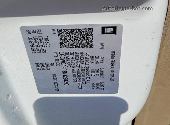 1GCWGAFP3M1228090 2021 CHEVROLET EXPRESS White VIN կոդի պիտակի տեսք