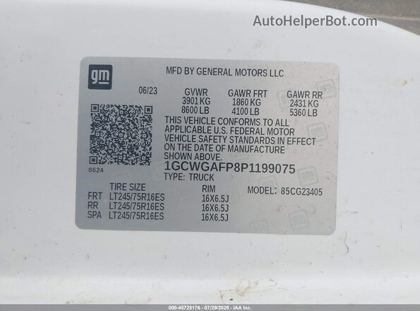 1GCWGAFP8P1199075 2023 CHEVROLET EXPRESS White Engine compartment view
