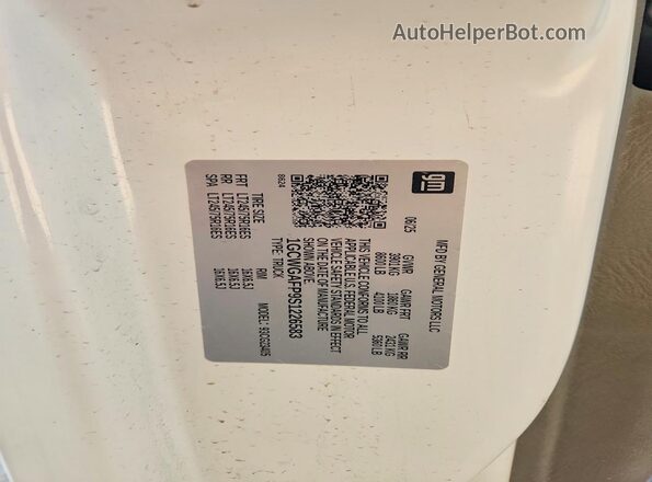 1GCWGAFP9S1226583 2025 CHEVROLET 1500 White Widok naklejki z numerem VIN