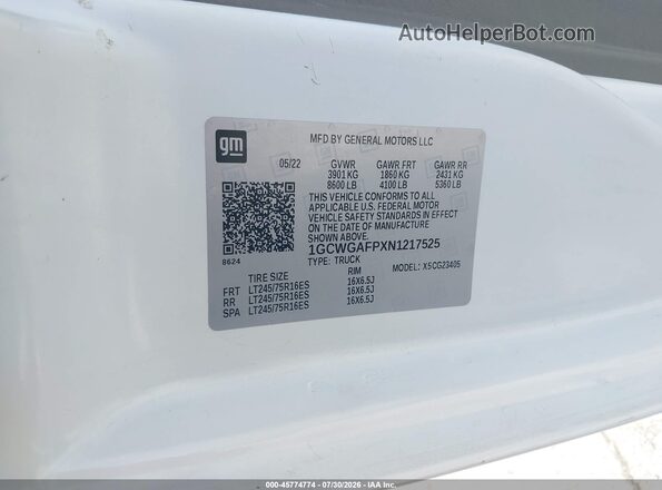 1GCWGAFPXN1217525 2022 CHEVROLET EXPRESS White Widok komory silnika
