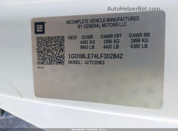 1GD08LE74LF302842 2020 GMC SIERRA White Вид наклейки з VIN-кодом