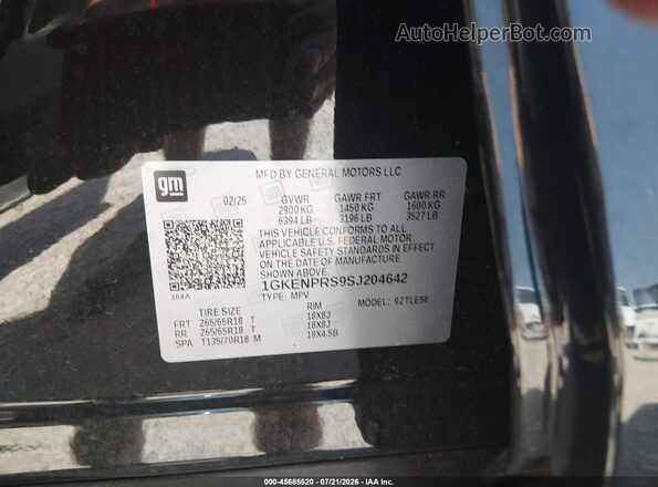 1GKENPRS9SJ204642 2025 GMC ACADIA Black Вид підкапотного простору