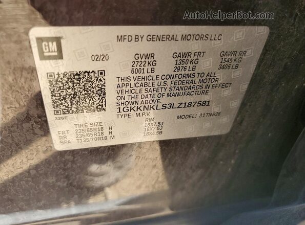 1GKKNKLS3LZ187581 2020 GMC ACADIA Purple Շարժիչի բաժամունքի տեսք
