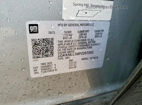 1GKKNLLS8PZ257202 2023 GMC ACADIA Gray Շարժիչի բաժամունքի տեսք