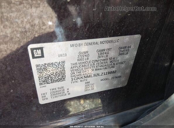1GKKNMLS2LZ119882 2020 GMC ACADIA Burgundy Вид підкапотного простору
