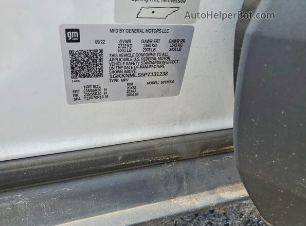 1GKKNMLS5PZ131238 2023 GMC ACADIA Белый Вид подкапотного пространства