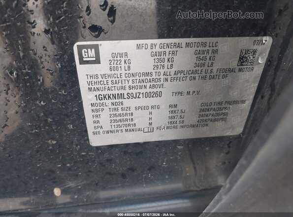 1GKKNMLS9JZ100260 2018 GMC ACADIA Black ძრავის განყოფილების ხედი